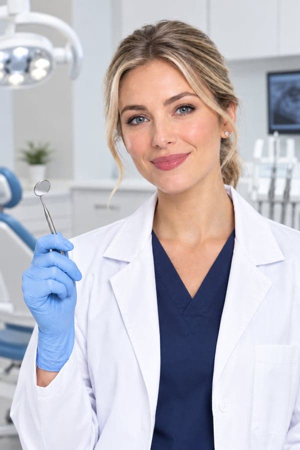 Dentist holding a dental mirror